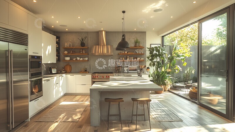 高清大图下载【趣麦麦图】白色橱柜灰色台面2