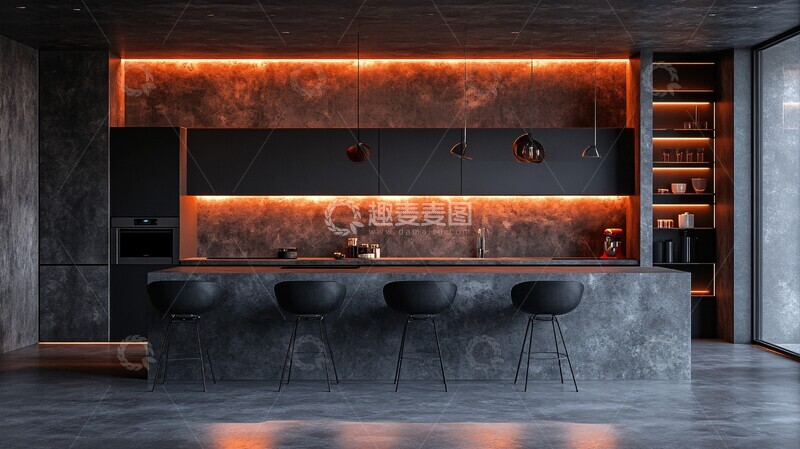 高清大图下载【趣麦麦图】工业风厨房设计5