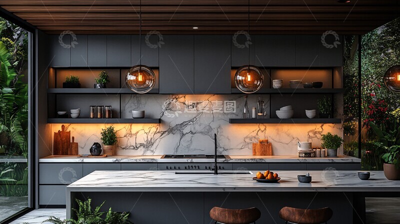 高清大图下载【趣麦麦图】灰色橱柜白色台面5