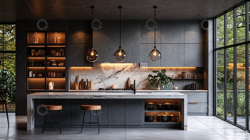 高清大图下载【趣麦麦图】灰色橱柜白色台面6