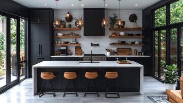 黑白金属现代厨房