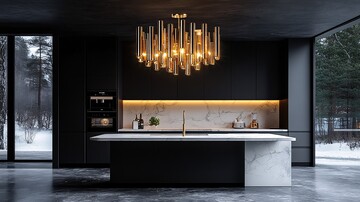 黑色橱柜白色台面2