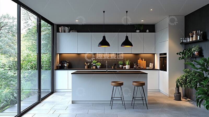 高清大图下载【趣麦麦图】白色橱柜黑色台面16
