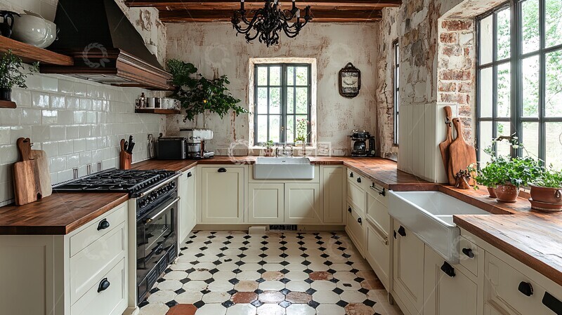 高清大图下载【趣麦麦图】白色橱柜木质台面5