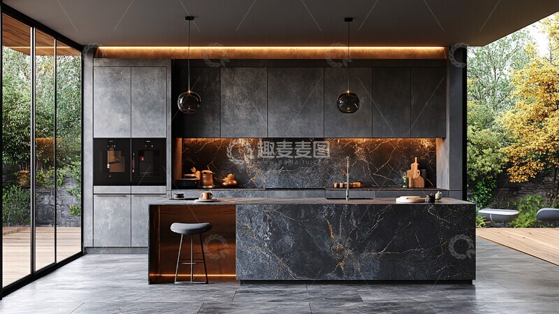 高清大图下载【趣麦麦图】灰色橱柜黑色台面9
