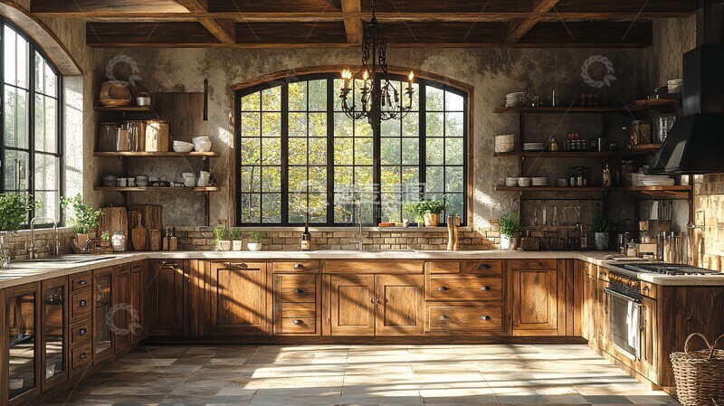 高清大图下载【趣麦麦图】木柜石台灯饰田园风1