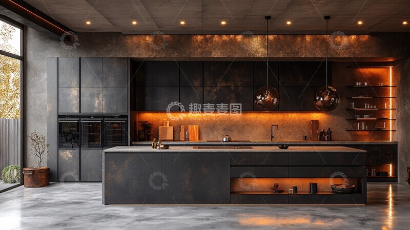 高清大图下载【趣麦麦图】工业风厨房设计26