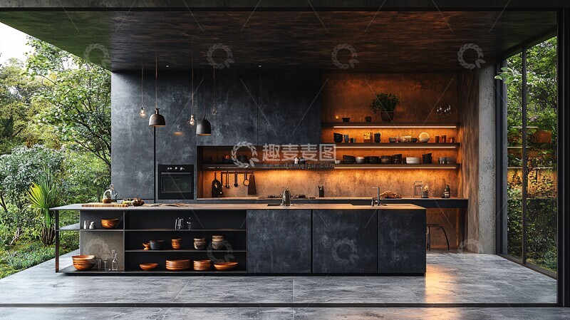 高清大图下载【趣麦麦图】工业风厨房设计25