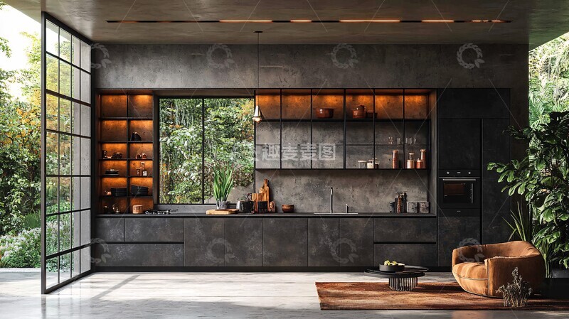 高清大图下载【趣麦麦图】-黑色金属橱柜2