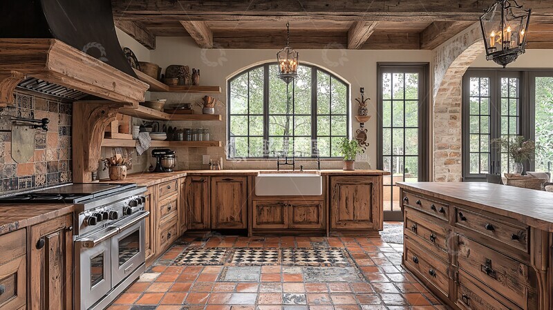 高清大图下载【趣麦麦图】木柜石台灯饰地砖