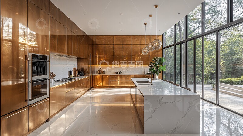 高清大图下载【趣麦麦图】金色橱柜白色台面1