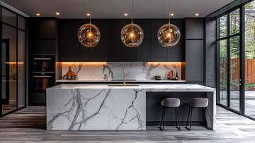 黑色橱柜白色台面3