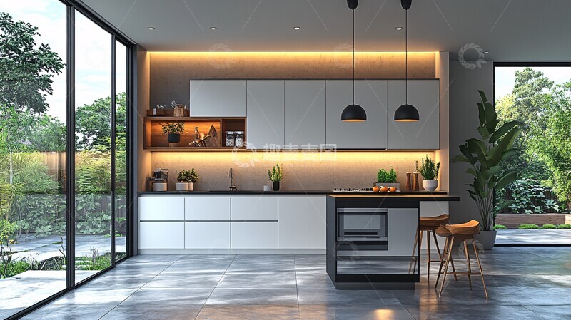 高清大图下载【趣麦麦图】白色橱柜黑色台面13