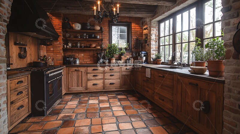 高清大图下载【趣麦麦图】木柜石台灯饰地砖1