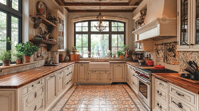 高清大图下载【趣麦麦图】木纹橱柜瓷砖地