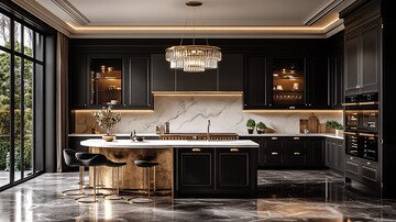 黑色橱柜金色把手1