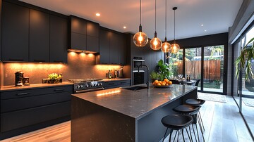 黑色橱柜石英台面1