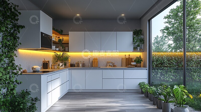 高清大图下载【趣麦麦图】白色橱柜灰色台面15