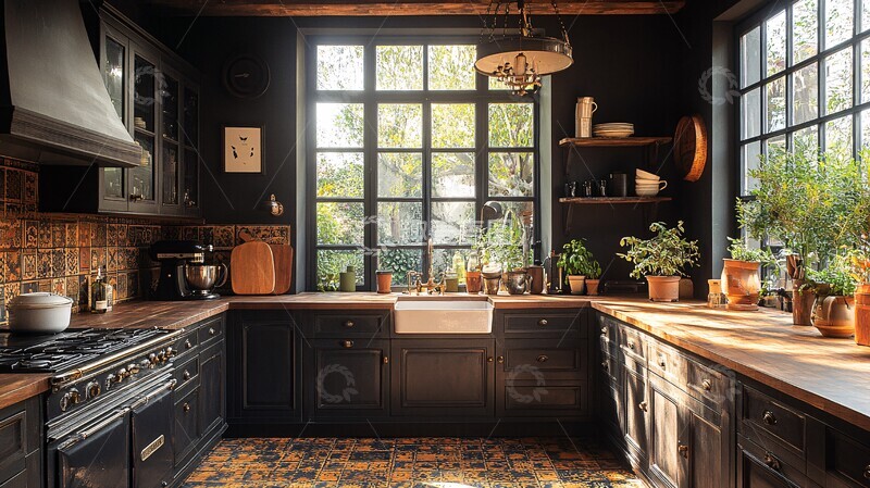 高清大图下载【趣麦麦图】木柜瓷砖厨房1