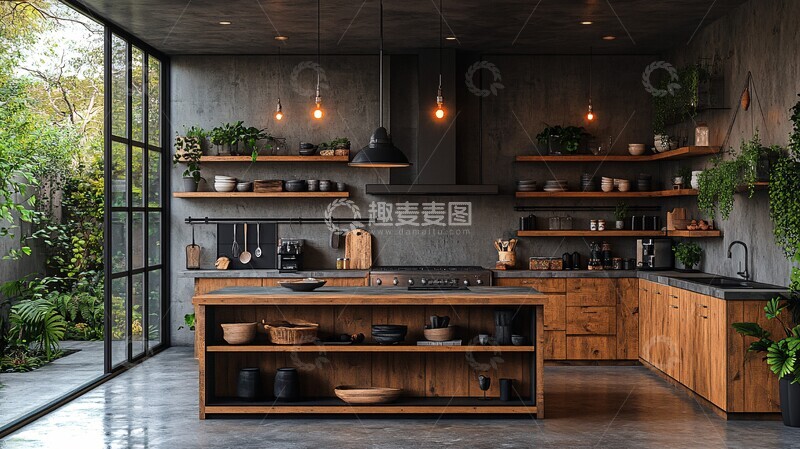 高清大图下载【趣麦麦图】工业厨房金属橱柜