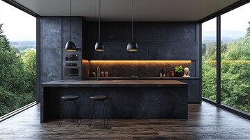 黑色橱柜石英台面