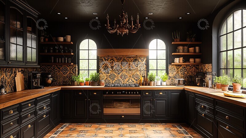 高清大图下载【趣麦麦图】木柜瓷砖厨房