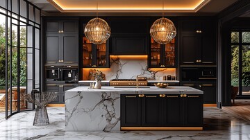 黑色橱柜金色把手2