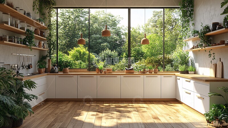 高清大图下载【趣麦麦图】白色橱柜木质台面1