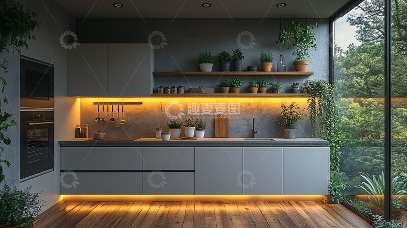 高清大图下载【趣麦麦图】白色橱柜灰色台面12