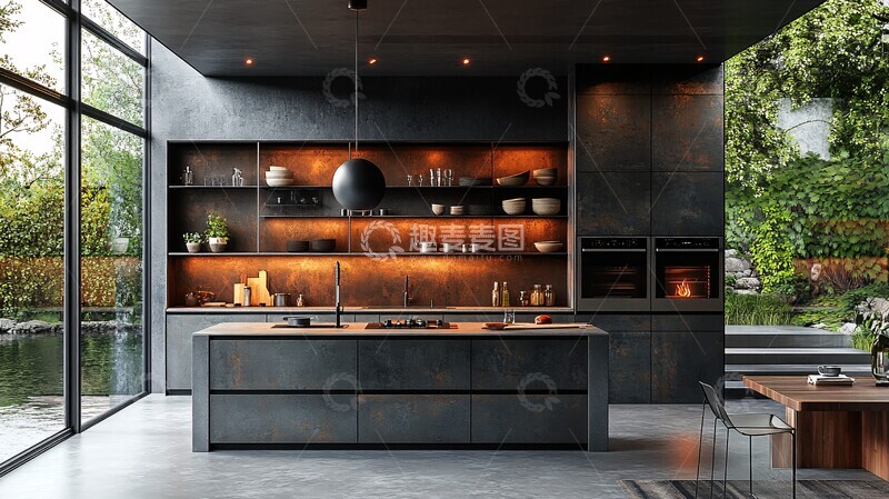 高清大图下载【趣麦麦图】工业风厨房设计21