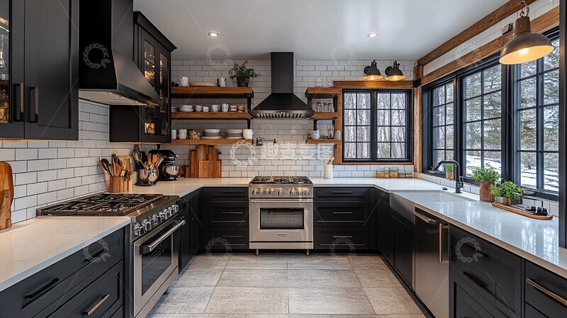 高清大图下载【趣麦麦图】黑白简约厨房3