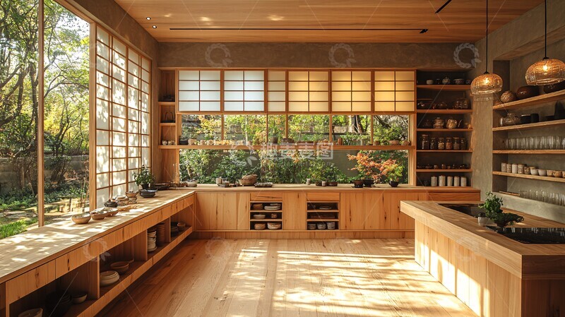 高清大图下载【趣麦麦图】木质厨柜陶瓷灯具1