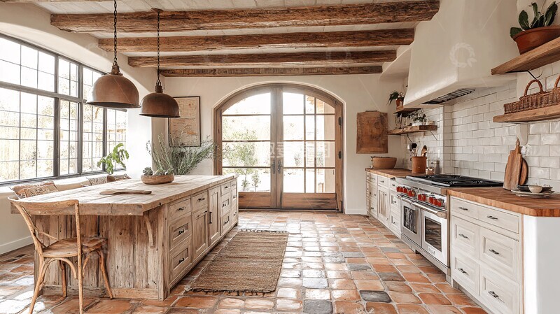 高清大图下载【趣麦麦图】木质灯饰石板餐桌1