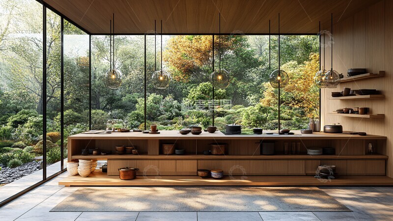 高清大图下载【趣麦麦图】-木质厨柜陶瓷灯具3