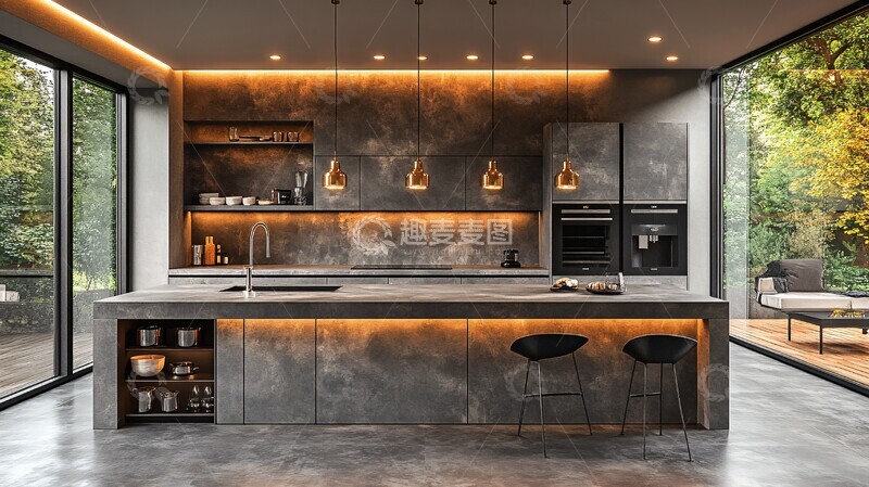高清大图下载【趣麦麦图】灰色橱柜黑色台面8