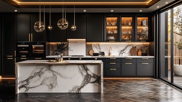 黑色橱柜金色把手6