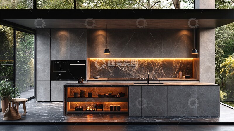 高清大图下载【趣麦麦图】灰色橱柜黑色台面5