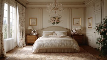 雕花木床与花饰帘幕1