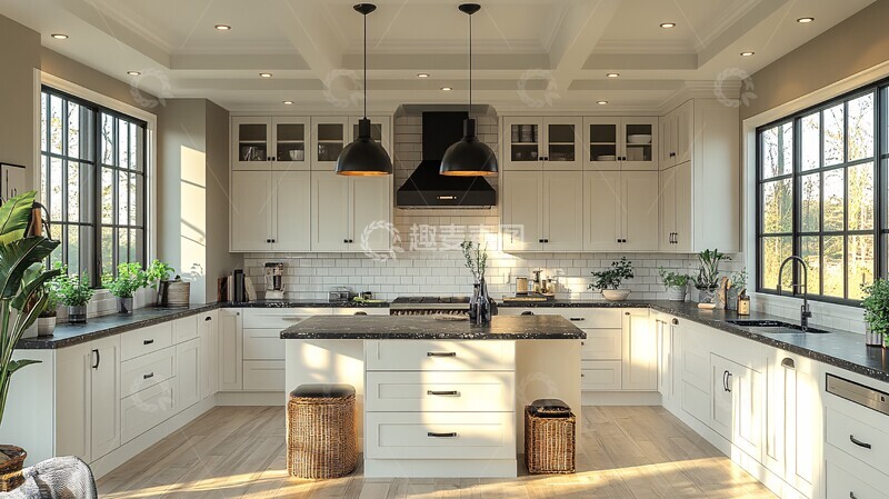 高清大图下载【趣麦麦图】黑白风格厨房设计