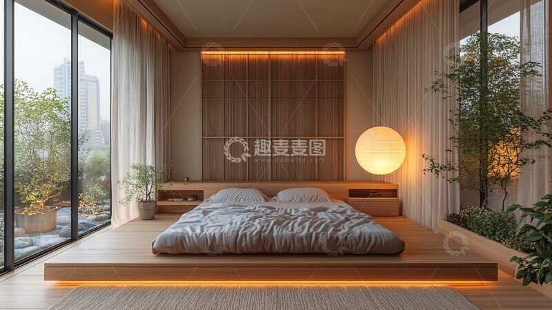 高清大图下载【趣麦麦图】榻榻米木床卧室3