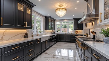 黑色橱柜金色把手5