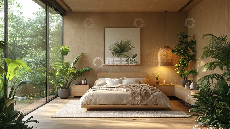 高清大图下载【趣麦麦图】北欧床头柜木地板2