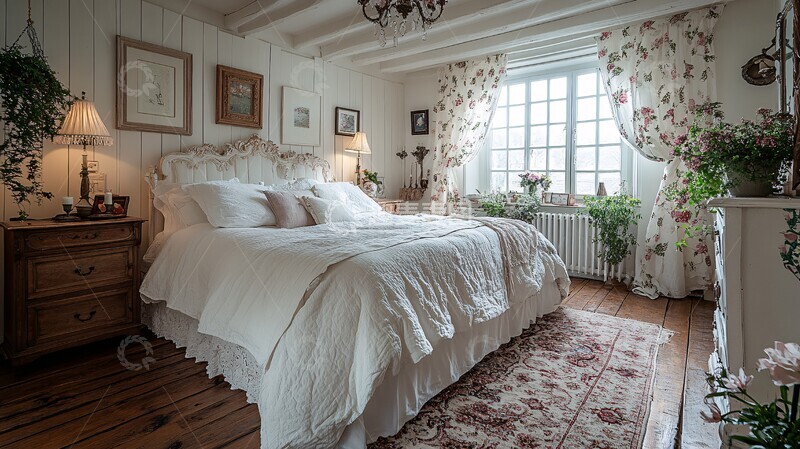 高清大图下载【趣麦麦图】白色床木质床头柜3