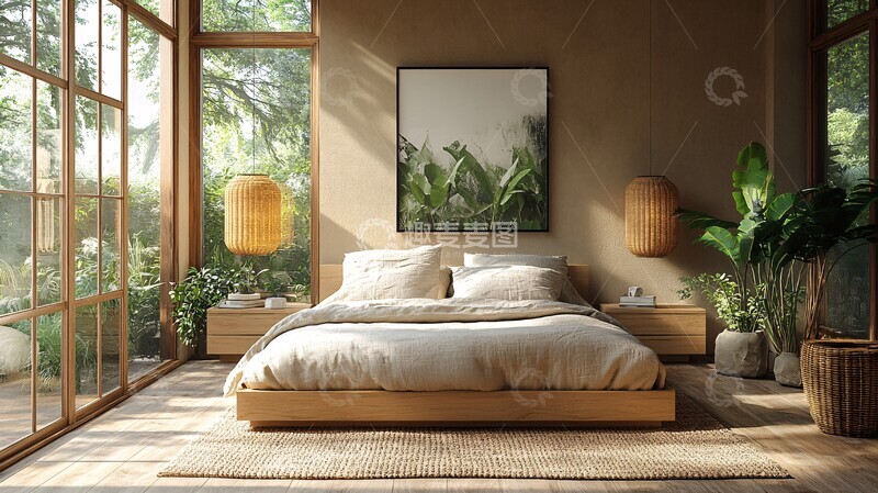 高清大图下载【趣麦麦图】北欧床头柜木地板3