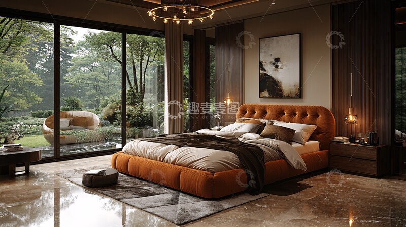 高清大图下载【趣麦麦图】黄金床与现代艺术卧室2