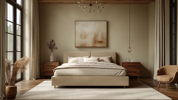 简约卧室床木桌2