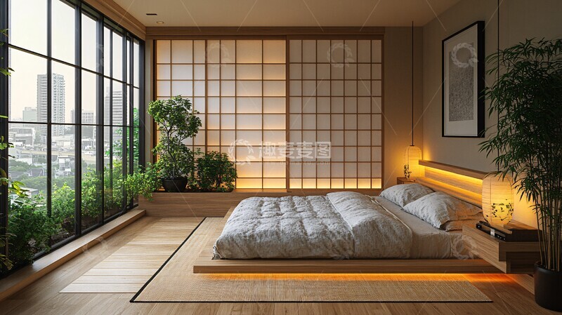 高清大图下载【趣麦麦图】榻榻米床与植物2