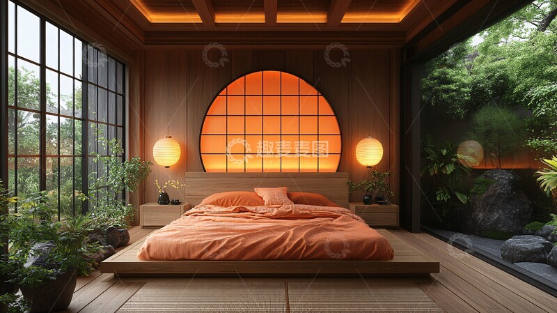 高清大图下载【趣麦麦图】榻榻米床与植物3