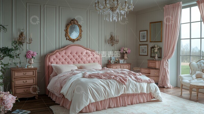 高清大图下载【趣麦麦图】粉色床浪漫卧室1