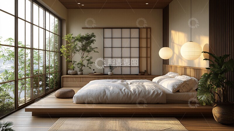 高清大图下载【趣麦麦图】榻榻米床铺装饰2